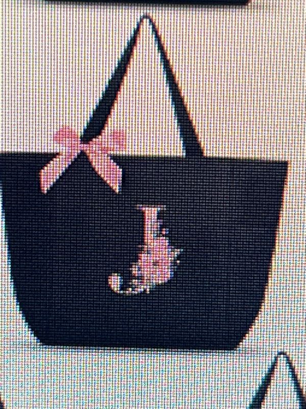 Photo 1 of Vavabox  j  Cute Initial Monogrammed Tote Bag, Waterproof Bridesmaid Gifts for Women (BLACK&PINK)