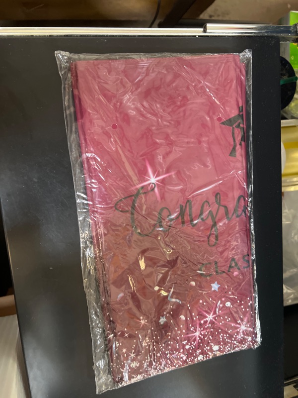 Photo 1 of 3 Pack Class of 2024 Graduation Tablecloths,Foil Dot Plastic Disposable Rectangle Table Covers for 2024 High School University College Graduation Party Decorations,108*54 Inch 3pcs