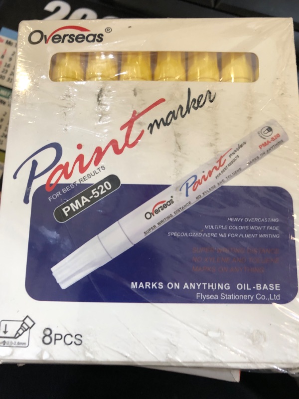 Photo 2 of Paint Pens Paint Markers - Yellow Permanent Markers 8 Pack, Oil Based Waterproof Quick Dry Medium Tip Marker Pen for Metal, Wood, Fabric, Plastic, Rock, Stone, Mugs, Canvas, Glass, Art Craft