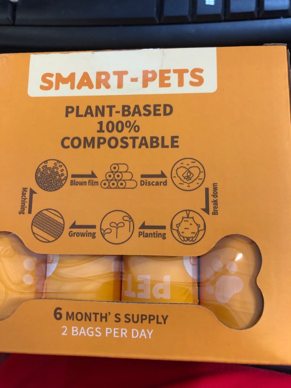 Photo 2 of 100% Certified Home Compostable Dog Poop Bags - EN 13432 Compliant Dog Waste Bags -360 Bags- 24x Rolls of Plant Based Compostable Poop Bags -Thick Doggie Poop Bags?Orange?