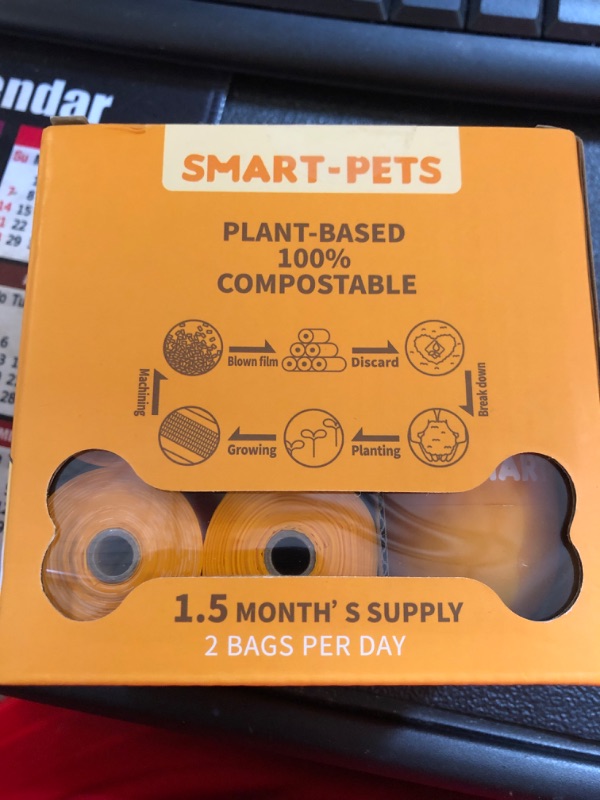 Photo 2 of 100% Certified Home Compostable Dog Poop Bags - EN 13432 Compliant Dog Waste Bags -105 Bags- 7 x Rolls of Plant Based Compostable Poop Bags -Includes A Dispenser-Thick Doggie Poop Bags?Orange?