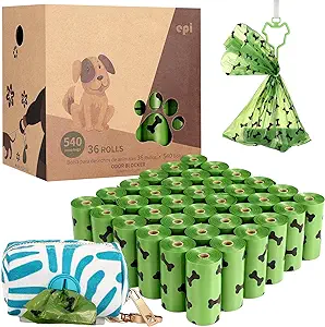 Photo 1 of Biodegradable Dog Poop Bags - with Dispenser | Extra Thick and Strong Leak-proof Pet Waste Bags for Dogs | Scented Doggy Poop Bags