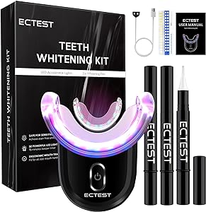 Photo 1 of Teeth Whitening Kit with LED Light Effective for Sensitive Teeth or Coffee Drinker, Teeth Whitening Kit with 32X Powerful Blue-Red Recharge Home Easy to Use