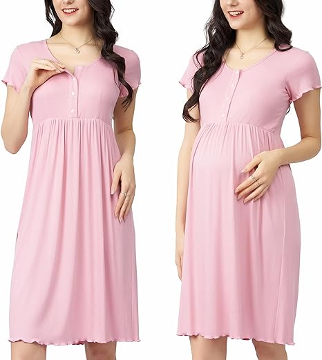 Photo 1 of   SMALL 3 in1 Labor/Divery/Hospital Grow Maternity Dress Nursing Nightgown Sleepwear for Breastfeeding