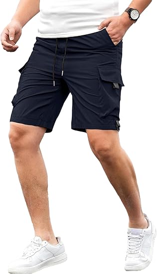 Photo 1 of JMIERR Mens Casual Cargo Shorts Drawstring Elastic Waist Stretch Shorts Summer Beach Work Shorts for Men with 4 Pockets   SIZE 34 