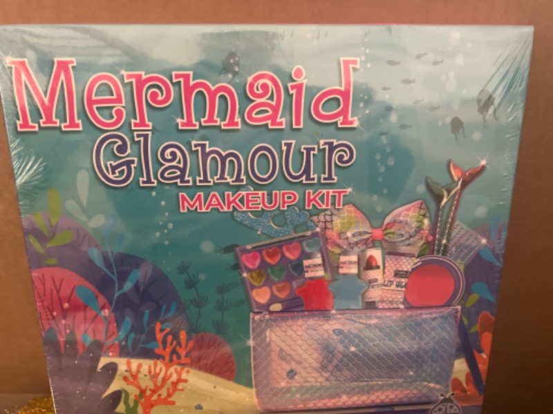Photo 2 of Kids Makeup Kit for Girls Ages 5-12 - Real Mermaid Makeup for Kids, Mermaid Gifts for Girls 5-12, Makeup Sets for Girls 5 6 7 8 9 10 11 12 Years Old, 5-12 Year Old Girl Gift Make Up Toy