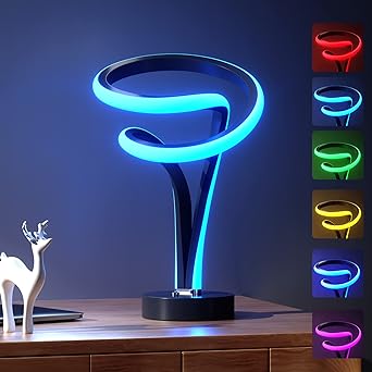 Photo 1 of Spiral Table Lamp, 7 Colors 10 Light Modes Modern LED Nightstand Lamp, Touch Dimmable Bedroom lamp, Decorative Lamps for Living Room Bedroom Bedside, Unique RGB Lamps for Ideal Gift (Black)