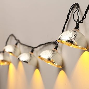 Photo 1 of Lantern String Lights - Outdoor Patio Lights with 10 LED Bulbs and Metal Lamp Shades Indoor Outdoor Decorative Light for Pergola Porch Garden Camping Backyard Decor,9.84F