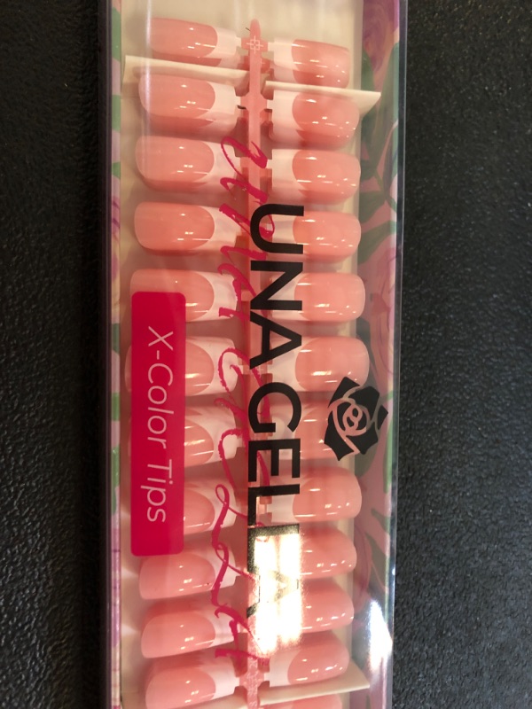 Photo 2 of UNA GELLA Almond Press on Nails 300Pcs Almond French Soft Gel Nail Tips 3 In 1 Pre-buff Gel X Nails Press ons Almond French Press on Nails Tips Gel X Nail Tips 15Sizes for Home DIY Salon