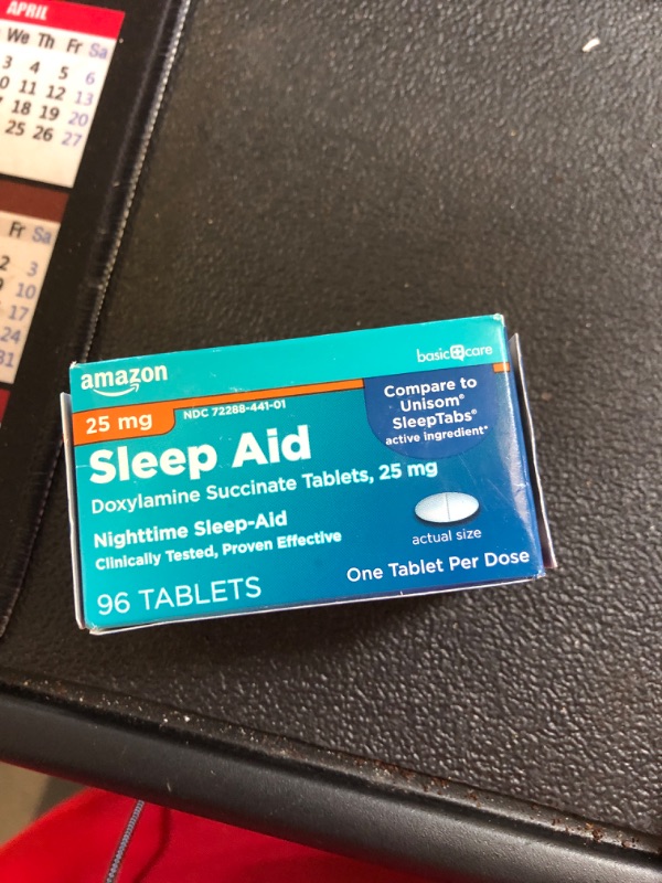 Photo 2 of Amazon Basic Care Sleep Aid Tablets, Doxylamine Succinate Tablets, 25 mg, Nighttime Sleep Aid to Help You Fall Asleep, White, 96 Count