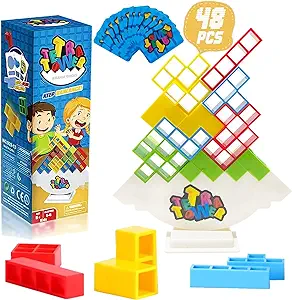 Photo 1 of 48 Pcs Tetra Tower Game,Tetra Tower Balance Game,Tetra Tower Stacking Game Adult Tetra Tower Stacking Blocks Balance Game Blocks Building Toys