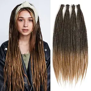 Photo 1 of 24 Inch Dreadlocks Extensions Ombre Blonde 10Strands Handmade Dreadlock crochet hair braids Synthetic thin 0.6cm Hippie Straight Double Ended Dreads Goddess Locs Crochet Hair for Women(24, 1B/27)