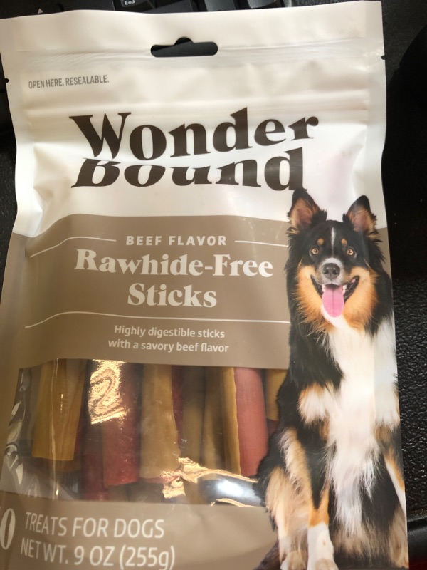 Photo 2 of Amazon Brand - Wonder Bound Beef Flavor Dog Treat Sticks - 10 Count - Rawhide-Free, Dental Health Chews for Plaque & Tartar Control, Easy to Digest, Long-Lasting Beef 10 Count (Pack of 1)