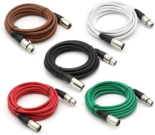 Photo 1 of DREMAKE Professional Audio Mic Cable Cords - XLR 3 Pin Male to XLR 3 Pin Female Colored Cables - 15' Balanced Snake Cord - 5 Pack