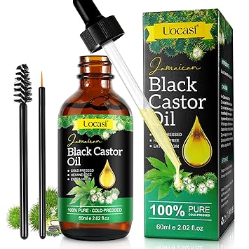 Photo 1 of Jamaican Black Castor Oil,100% Pure and Natural Organic Castor Oil Cold Pressed Glass Bottles, Hair Growth, Eyebrow Care, Skin Care, Nourishes and Hydrates Hair, Castor Oil for Body & Carrier Oil