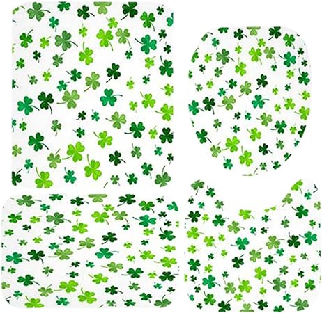 Photo 1 of 4 Pcs St. Patrick's Day Shower Curtain Sets with Rugs Shower Curtain for Bathroom Sets with Shower Curtain and Rug Toilet Sets (C, One Size)