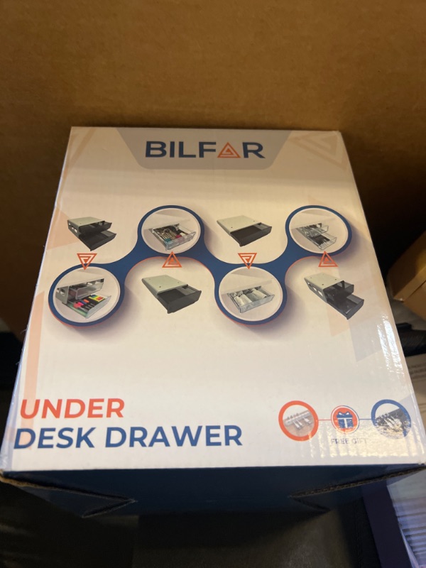 Photo 2 of BILFAR Under Desk Drawer Organizer Slide Out - Hidden Shelf - Comes With a Cables Organizer- Strong Adhesive - Drawers Under Table Storage For Pencils - All Of Desk Accessories (Double Small Black)