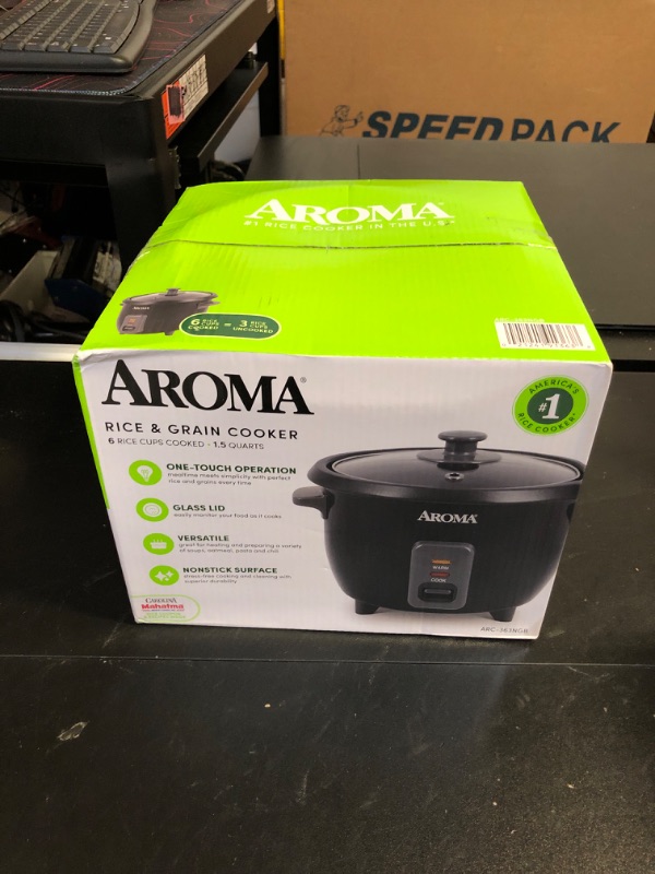 Photo 2 of Aroma Housewares 1.5Qt. Rice & Grain Cooker (ARC-363NGB),Black,6-Cup Cooked / 3-Cup Uncooked