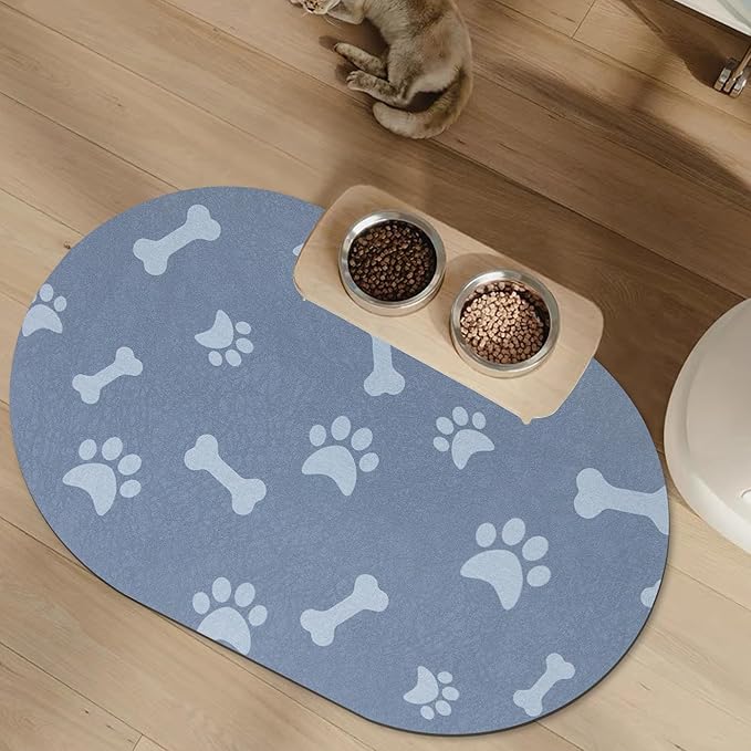 Photo 1 of YCT Dog Food Mat - Cat Dish Mat Dog Bowl Mat - No Stains Easy Clean Dog Mat for Food and Water - Absorbent Quick Dry Pet Mat,?Oval?