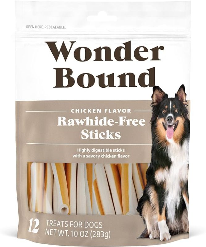 Photo 1 of Amazon Brand - Wonder Bound Chicken Flavor Dog Treat Sticks - 12 Count - Rawhide-Free, Dental Health Chews for Plaque & Tartar Control, Easy Digest, Long-Lasting Snack, 10 ounce (pack of 1) EXP JAN 4 2026