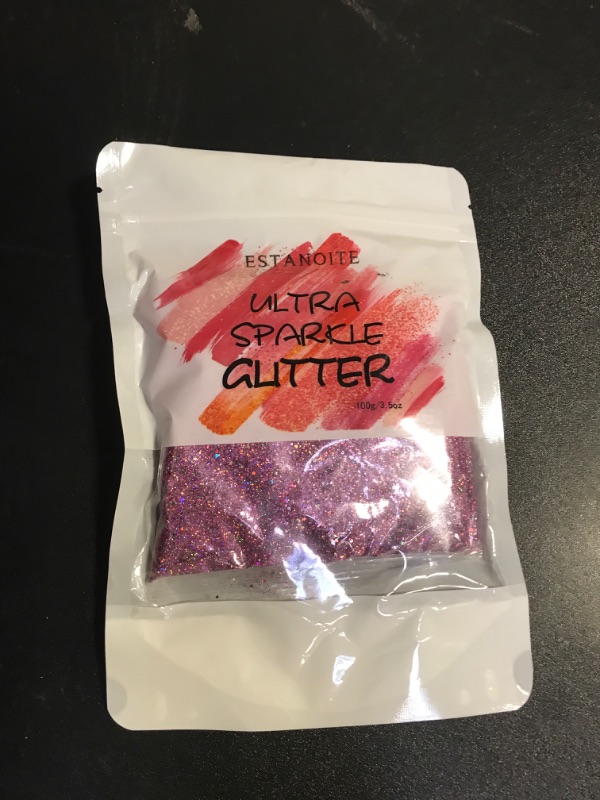 Photo 2 of 100g Iridescent Chunky Glitter, Craft Glitters for Arts & Crafts, Cosmetic Chunky Mixed Glitter, Body Glitter for Makeup, Face, Hair, Lips, Nails, Festival (PINK)