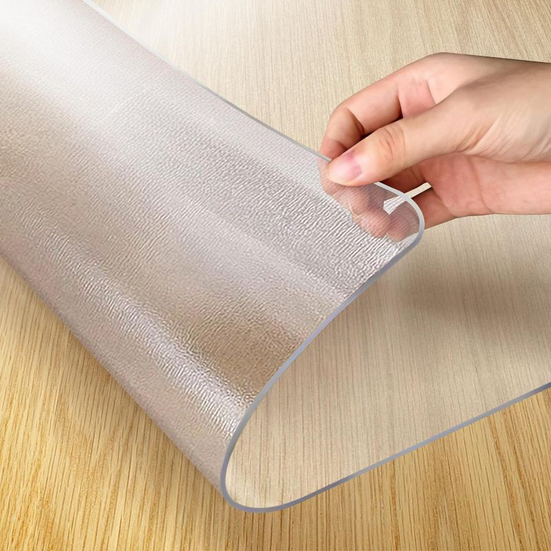 Photo 1 of 18 x 36 Inch Clear Table Cover Protector,1.5 mm Thick Single-Sided Frosted Clear Desk Pad Mat, Rectangle Waterproof Table Top Protector, Scratch Proof and Easy Cleaning for Dining Room Table
