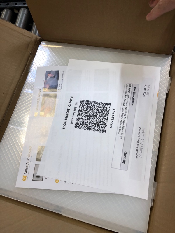 Photo 1 of BALEINE 12 Pack Stackable Shoe Storage Boxes Fit Size 9, Thickened Clear Shoe Box Bins with Lids, Plastic Foldable Shoe Rack Organizer Sneaker Storage Containers (Large, White) Large Fits Size 9 White