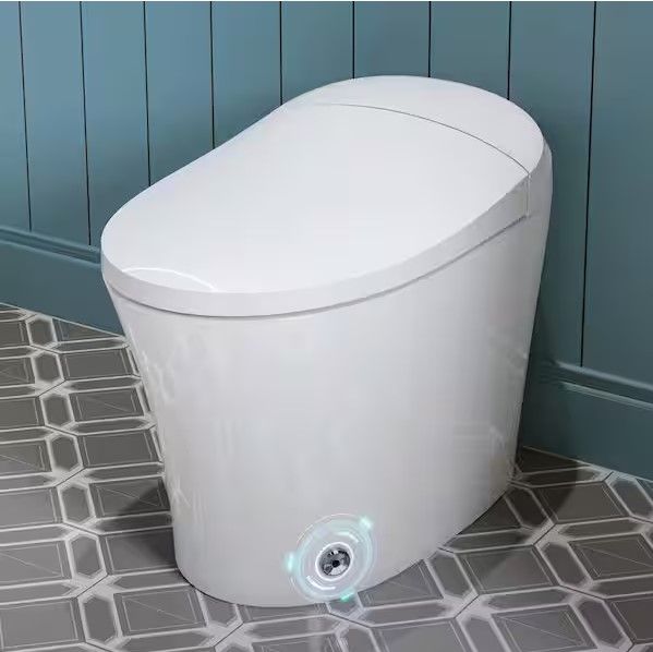 Photo 1 of 1/1.27 GPF Tankless Elongated Smart Toilet Bidet in White with ADA Seat Height, Front/Rear Wash, Auto Flush
