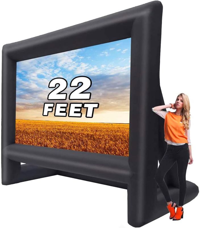 Photo 1 of 22 feet Projector Screen - Inflatable Outdoor and Indoor Theater Movie Screens - includes Rope, Blower,Tent Stakes - Great for Outdoor Party Backyard Pool Fun
