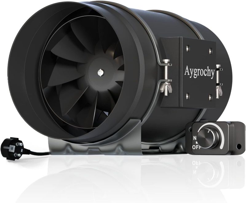 Photo 1 of Aygrochy Quiet 8” Inline Duct Fan with 0-100% Variable Speed Controller - Ventilation Exhaust Fan Using for Heating Cooling Booster, Grow Tents, Hydroponics,Home use Ventilation and Exhaust Blower.
