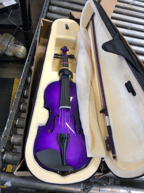 Photo 2 of 1/2 Fiddle Purple Colored Premium Violin Outfit for Beginners Adults Kids With 5 Color Fingering Tape- Handcrafted Student Beginner Violin. 1/2 Purple