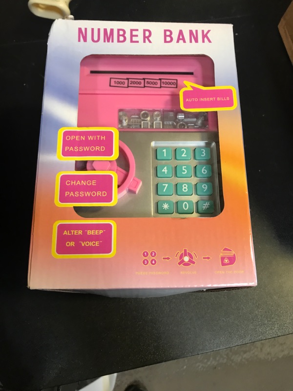 Photo 1 of Piggy Bank for Girls Boys Large Electronic Money Coin Banks with Password Protection, Automatic Paper Money Scroll Saving Box, Digital Electronic Savings Safe Machine Box, Birthday Gifts for Kids Deeppink-silver