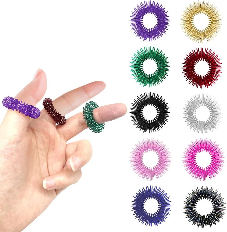 Photo 1 of 10 Pcs Acupressure Rings Fidget Toy Trichotillomania Fidget Toys Silent Fidget Toys Acupressure Rings Sensory Ring Stress Relief Rings Sensory Finger Rings for Adults Silent Stress Reducer
