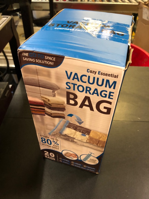 Photo 3 of 20 Pack Vacuum Storage Bags, Space Saver Bags (4 Jumbo/4 Large/4 Medium/4 Small/4 Roll) Compression for Comforters and Blankets, Sealer Clothes Storage, Hand Pump Included
