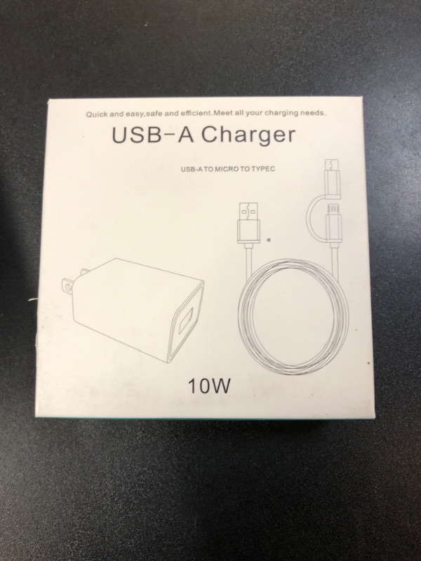 Photo 1 of UL Listed Fast Charger for All Kindle Fire Tablets with 6.6Ft USB to Micro-USB and USB-C 2IN1 Nylon Braided Cable (Designed for use with All Fire Tablets and All Kindle E-Readers) (10W)