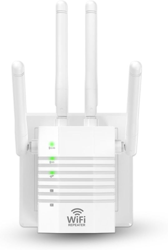 Photo 1 of 1200Mbps WiFi Extender, WiFi Extender Signal Booster for Home, Internet Extender WiFi Booster, WiFi Range Extender Covers Up to 12880 sq. ft & 105 Devices, Supports Ethernet Port
