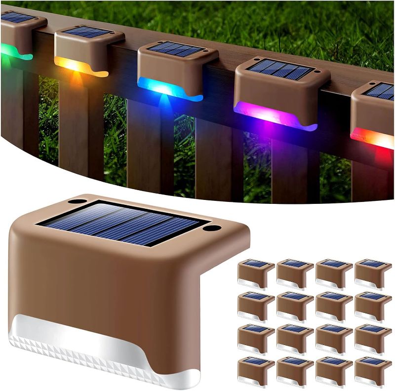 Photo 1 of 16 Pack Waterproof Led Solar Step Lights for Outdoor Decks, Railing,Stairs, Step, Fence, Yard, and Patio Christmas Decoration Lights(Color Changing)
