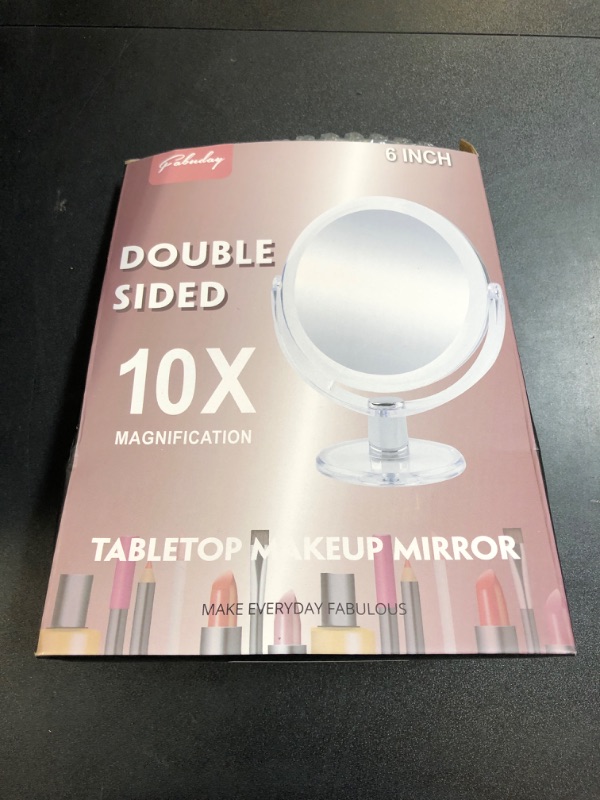 Photo 3 of Fabuday Magnifying Makeup Mirror Double Sided, 1X 10X Magnification Mirror, Table Top Vanity Mirror, Transparent Clear 6.25 Inches