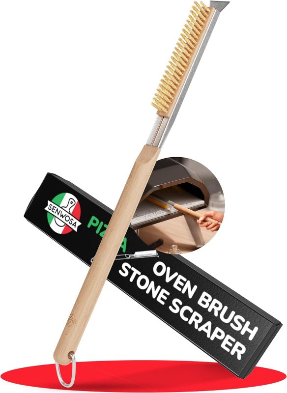 Photo 1 of 22” Pizza Oven Brush with Stone Scraper - Stainless Steel Bristles, Long Handle, Heat-Resistant - Compatible with Ooni Pizza Ovens
