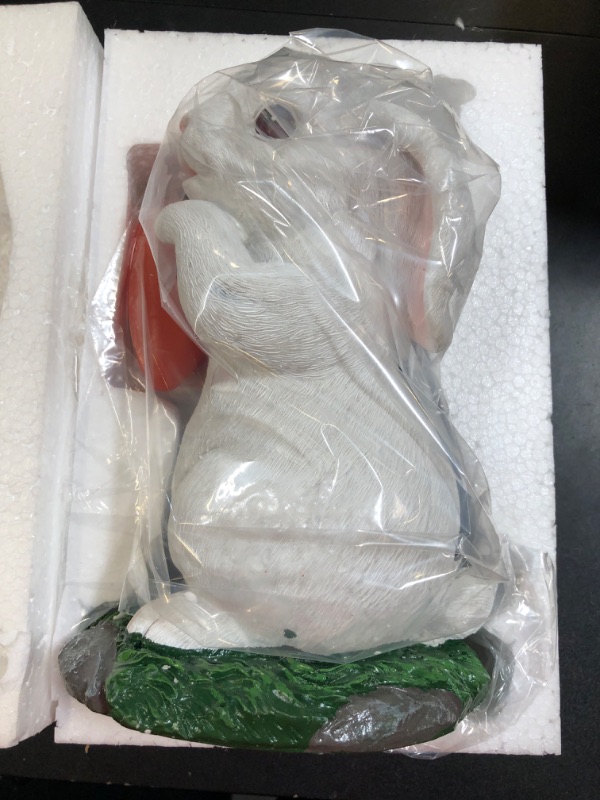 Photo 1 of Outdoor Garden Decor-Solar Garden Statues Resin Rabbit for Bunny Lovers Solar Animal Lamps Decorations for Patio Lawn Yard Porch Outdoor Bunny with LED Light Housewarming Gift (White)