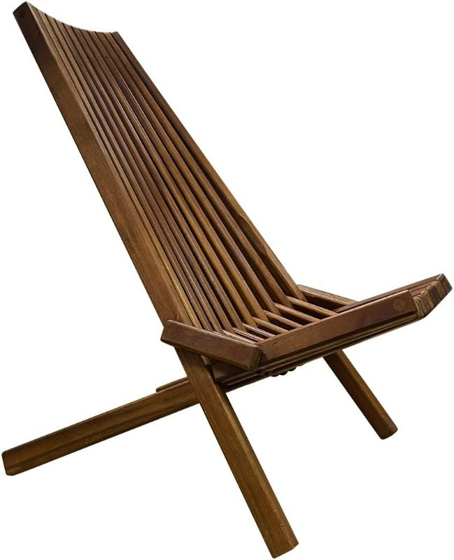 Photo 1 of Wooden Folding Chair for Outdoor - Low Profile Acacia Wood Lounge Chair with FSC Certified - Fully Assembled Outdoor Foldable Chairs for Patio, Porch, Pool Deck, Lawn, Garden - Sandstone.