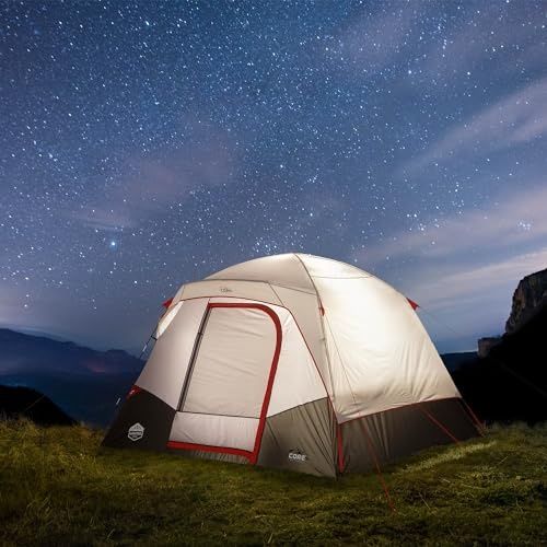 Photo 2 of CORE Blackout 6 Person & 9 Person Dome Tent | Best Car Camping Outdoor Family Camp Tent | Included Storage Pockets for Camping Accessories | Portable Tent for Camping with Carry Bag