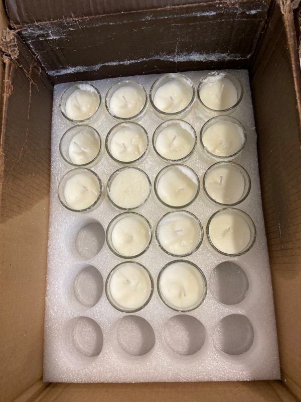 Photo 3 of Set of 41 Ivory Votive Candles for Home Décor Weddings Holidays Party and DIY, Unscented Soy Wax Candle Filled in Clear Glass.