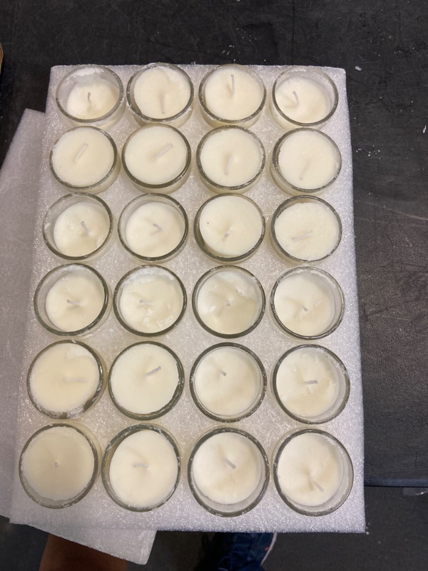 Photo 2 of Set of 41 Ivory Votive Candles for Home Décor Weddings Holidays Party and DIY, Unscented Soy Wax Candle Filled in Clear Glass.