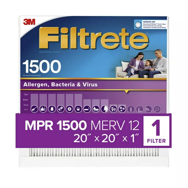 Photo 1 of 3M Filtrete, 2002, 1500 Ultra Allergen Reduction Air Filter, 20x20x1, Original.
Box of Four 