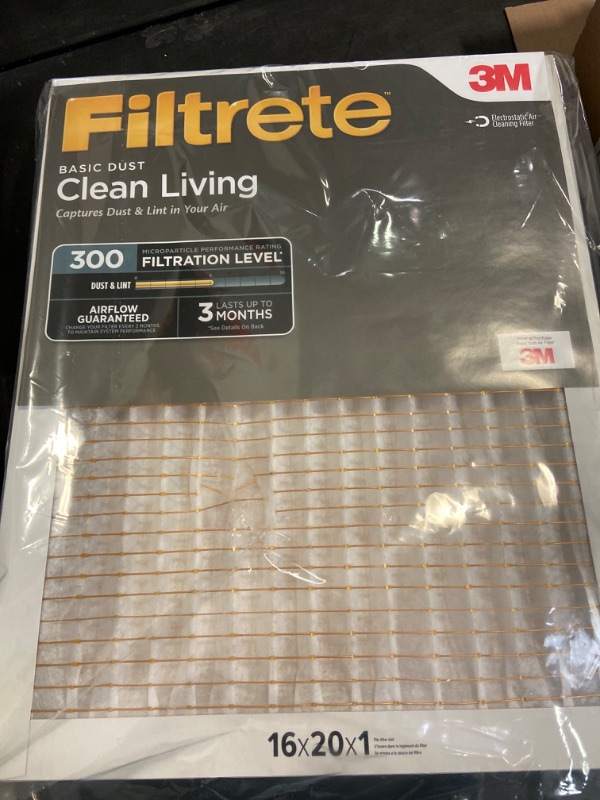 Photo 2 of Filtrete Clean Living Basic Dust Filter, MPR 300, 16 x 25 x 1-Inches 6-Pack.