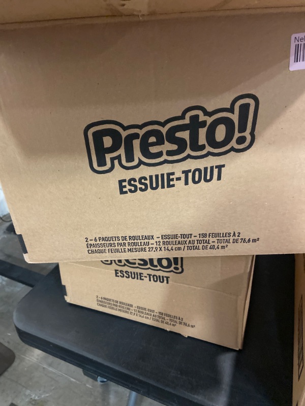 Photo 3 of Amazon Brand - Presto! Flex-a-Size Paper Towels, 158 Sheet Huge Roll, 12 Rolls (2 Packs of 6), Equivalent to 38 Regular Rolls, White.