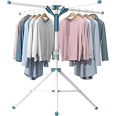 Photo 1 of JAUREE Tripod Clothes Drying Rack Folding Indoor, Portable Drying Rack Clothing and Height-Adjustable, Space Saving Laundry Drying Rack with 20 Clips