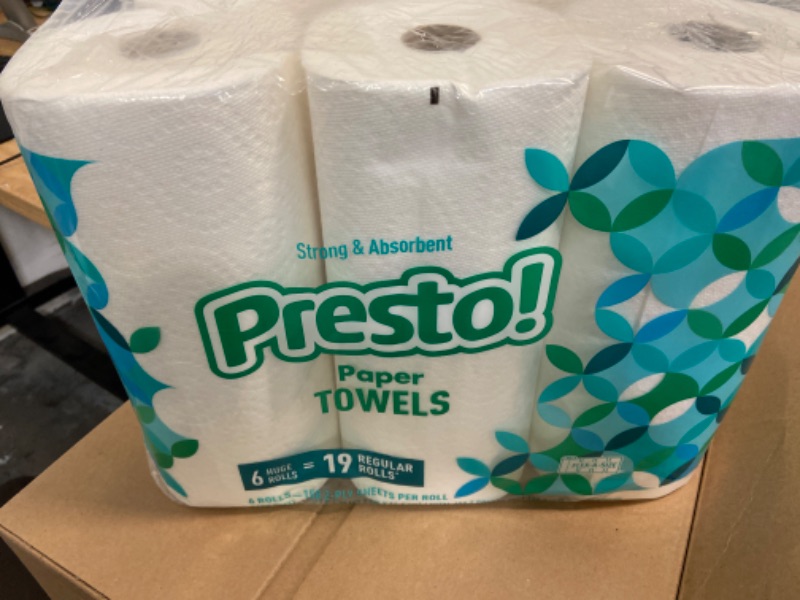 Photo 2 of Amazon Brand - Presto! Flex-a-Size Paper Towels, 158 Sheet Huge Roll, 12 Rolls (2 Packs of 6), Equivalent to 38 Regular Rolls, White