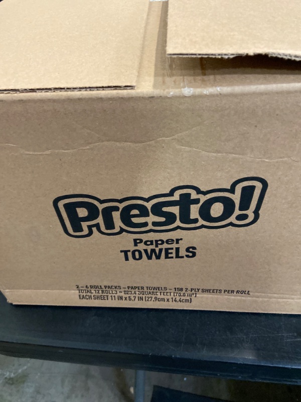 Photo 3 of Amazon Brand - Presto! Flex-a-Size Paper Towels, 158 Sheet Huge Roll, 12 Rolls (2 Packs of 6), Equivalent to 38 Regular Rolls, White